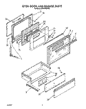 OVEN DOOR AND DRAWER Diagram and Parts List for SF376PEWW3  Whirlpool Range