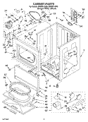 CABINET Diagram and Parts List for GEQ8811KT0  Whirlpool Dryer