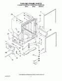 TUB AND FRAME PARTS Diagram and Parts List for KUDE60FXBL0  KitchenAid Dishwasher