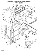 CONTROLS AND REAR PANEL PARTS Diagram and Parts List for LSQ9110PW1  Whirlpool Washer