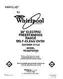 FRONT CVOER Diagram and Parts List for RF366PXYB0  Whirlpool Range