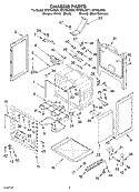 CHASSIS PARTS Diagram and Parts List for RF378LXKT1  Whirlpool Range