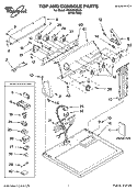 TOP AND CONSOLE PARTS Diagram and Parts List for WGD5820SW0  Whirlpool Dryer