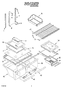 SHELF PARTS Diagram and Parts List for GT2SHMXLS00  Whirlpool Refrigerator