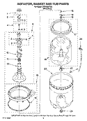 AGITATOR, BASKET AND TUB PARTS Diagram and Parts List for MTW5805TW0  Whirlpool Washer