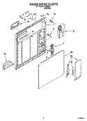 INNER DOOR PARTS Diagram and Parts List for IJU58663  Inglis Dishwasher
