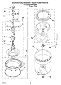 AGITATOR, BASKET AND TUB PARTS Diagram and Parts List for 7MLSR8534MQ1  Whirlpool Washer