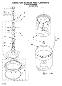 AGITATOR, BASKET AND TUB PARTS Diagram and Parts List for 7MLSR6332KQ2  Whirlpool Washer