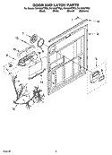 DOOR AND LATCH PARTS Diagram and Parts List for DU1050XTPB3  Whirlpool Dishwasher