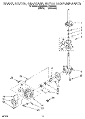 BRAKE, CLUTCH, GEARCASE, MOTOR AND PUMP Diagram and Parts List for LTE5243BN0  Whirlpool Washer Dryer Combo