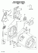 BULKHEAD PARTS Diagram and Parts List for GCEM2990TQ1  Whirlpool Dryer