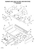 BURNER BOX, GAS VALVE AND SWITCHES Diagram and Parts List for KDRP462LSS0  KitchenAid Range