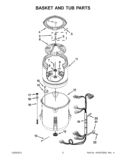 BASKET AND TUB PARTS Diagram and Parts List for CAW12444BW0  Whirlpool Washer