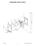 DISPENSER FRONT PARTS Diagram and Parts List for GI0FSAXVB08  Whirlpool Refrigerator