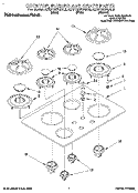 COOKTOP, BURNER AND GRATE Diagram and Parts List for KDDT207BAL9  KitchenAid Range