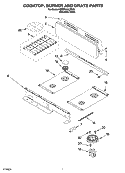 COOKTOP, BURNER AND GRATE PARTS Diagram and Parts List for KDRP463LSS08  KitchenAid Range