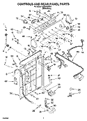 CONTROLS AND REAR PANEL PARTS Diagram and Parts List for LSB6300PW4  Whirlpool Washer