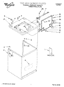 TOP AND CABINET, LITERATURE Diagram and Parts List for LSQ8500JT0  Whirlpool Washer