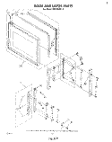 DOOR AND LATCH Diagram and Parts List for RM235PXL0  Whirlpool Microwave Oven Combo