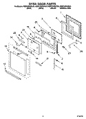 OVEN DOOR PARTS Diagram and Parts List for KEMC308KSS04  KitchenAid Microwave Oven Combo