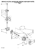 BRAKE, CLUTCH, GEARCASE, MOTOR AND PUMP PARTS Diagram and Parts List for WTW5400TQ0  Whirlpool Washer