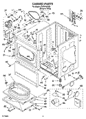CABINET PARTS Diagram and Parts List for YCEP2760KQ0  Whirlpool Dryer
