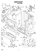 CABINET PARTS Diagram and Parts List for 3XLEQ8000KQ1  Whirlpool Dryer