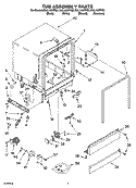 TUB ASSEMBLY PARTS Diagram and Parts List for DUL140PPT0  Whirlpool Dishwasher