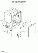 TUB AND FRAME PARTS Diagram and Parts List for DU1301XTVB0  Whirlpool Dishwasher