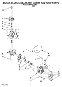 BRAKE, CLUTCH, GEARCASE, MOTOR AND PUMP PARTS Diagram and Parts List for 1DWTW5205SQ1  Whirlpool Washer