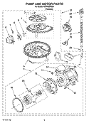 PUMP AND MOTOR PARTS Diagram and Parts List for KUDX03FTSS1  KitchenAid Dishwasher