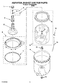 AGITATOR, BASKET AND TUB PARTS Diagram and Parts List for 1DWTW5205SQ0  Whirlpool Washer