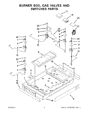 BURNER BOX, GAS VALVES AND SWITCHES PARTS Diagram and Parts List for KFGS306VSS04  KitchenAid Cooktop