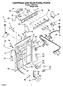 CONTROLS AND REAR PANEL PARTS Diagram and Parts List for LSQ8000LQ3  Whirlpool Washer