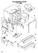 TUB ASSEMBLY PARTS Diagram and Parts List for IKU25260  Inglis Dishwasher