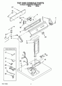 TOP AND CONSOLE PARTS Diagram and Parts List for GCEM2990TQ1  Whirlpool Dryer