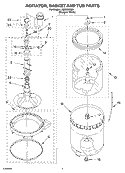 AGITATOR, BASKET AND TUB PARTS Diagram and Parts List for LSB6200KQ1  Whirlpool Washer