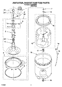 AGITATOR, BASKET AND TUB PARTS Diagram and Parts List for LSC9000PW2  Whirlpool Washer