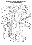 CONTROLS AND REAR PANEL PARTS Diagram and Parts List for 7MLSR7533PT1  Whirlpool Washer