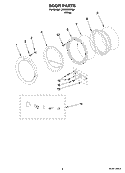 DOOR PARTS Diagram and Parts List for LHW0050PQ4  Whirlpool Washer