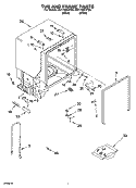 TUB AND FRAME PARTS Diagram and Parts List for DU1148XTPQ8  Whirlpool Dishwasher