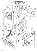 CABINET PARTS Diagram and Parts List for 7MLGR4634JT4  Whirlpool Dryer