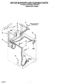 DRYER SUPPORT AND WASHER PARTS Diagram and Parts List for LTG5243DT6  Whirlpool Washer Dryer Combo