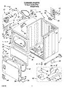 CABINET PARTS Diagram and Parts List for 3XLER5437KQ4  Whirlpool Dryer