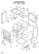 CHASSIS Diagram and Parts List for RF350PXHN0  Whirlpool Range