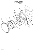 DOOR PARTS, OPTIONAL PARTS (NOT INCLUDED) Diagram and Parts List for YWED8500SR0  Whirlpool Dryer