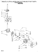 BRAKE, CLUTCH, GEARCASE, MOTOR & PUMP Diagram and Parts List for 6LBR7255AQ2  Whirlpool Washer