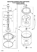 AGITATOR, BASKET AND TUB PARTS Diagram and Parts List for LSQ9660PG3  Whirlpool Washer