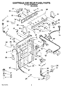 CONTROLS AND REAR PANEL PARTS Diagram and Parts List for 8TLSQ9533LG1  Whirlpool Washer