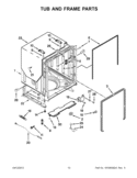 TUB AND FRAME PARTS Diagram and Parts List for WDF750SAYB2  Whirlpool Dishwasher